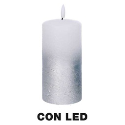[V5512260000] Candela paraffina led argento cm ø7,5h15