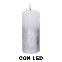 [V5512230000] Candela paraffina led argento cm ø8h18