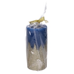 [V5512350000] Candela paraffina oro azzurro cm ø6,8h15