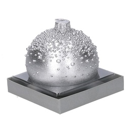 [V5511990000] Candela paraffina sfera con bolle argento cm ø9h9
