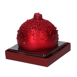 [V5511970000] Candela paraffina sfera con bolle rossocm ø9h9
