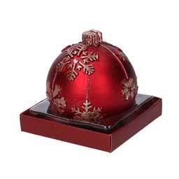 [V5511530000] Candela paraffina sfera con fiocchi di neve rosso cm ø9h9