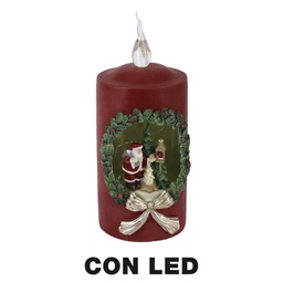 [V6199620000] Candela resina led rosso cm8x8h19