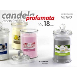 [GIC696909] Candele profumante in vetro assortite cm 10 x 18 h