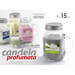 [GIC696893] Candele profumante in vetro assortite cm 9 x 15 h