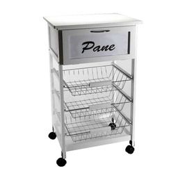 [GIC797330] Carrello con ruote in legno per cucina con casetto cm 47 x 37 x 85 h