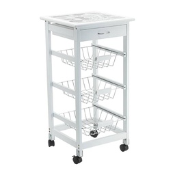 [20039948] Carrello da cucina con ruote bianco tre cesti e cassetto