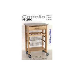 [GIC084591] Carrello da cucina piano acciaio con rotelle cm 60 x 40 x 90 h