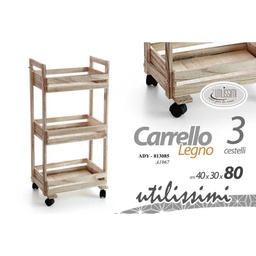 [GIC813085] Carrello leggero ruote legno per cucina cm 40 x 30 x 80 h