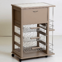 [333267] Carrello porta frutta Vesuvio con porta pane e bottigliera fango 85x59x39 cm