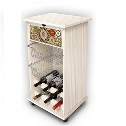 [L00288] Carrello portafrutta Shabby Azujelos Brown 40x45x85h cm