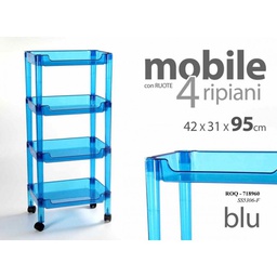 [GIC718960] Carrello portatutto cucina bagno plastica blu rotelle cm 42 x 31 x 95 h