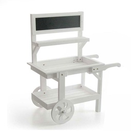 [GIC789908] Carretto decorativo bianco per vetrine addobbi con lavagna h 85
