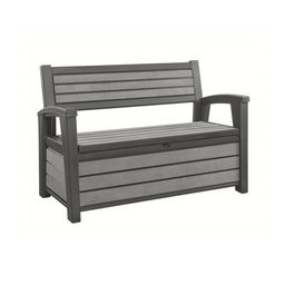 [K233781] Cassapanca in Resina con finitura effetto legno HUDSON BENCH Grafite  132,7x61,2xh.89 cm