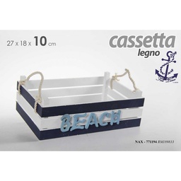 [GIC771194] Cassetta in legno marinaio blu bianca ristoranti pub cm 27 x 18 x 10 h