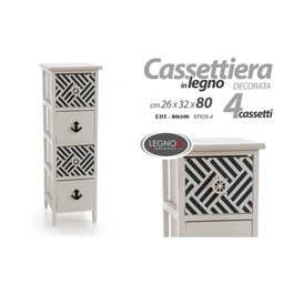 [GIC806100] Cassettiera 4 cassetti bagno cucina mare cm 26 x 32 x 80 h