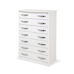 [AZ25833] Cassettiera Bianco Frassinato in legno nobilitato con 7 cassetti h111x76x42 cm
