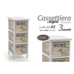 [GIC815881] Cassettiera Home in legno con decori 3 cassetti cm 26 x 32 x 62 h