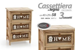 [GIC809354] Cassettiera Home tre cassetti legno cm 40 x 29 x 58 h