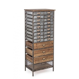 [B0730055] Cassettiera OFFICINA in acciaio e legno 129.5h cm