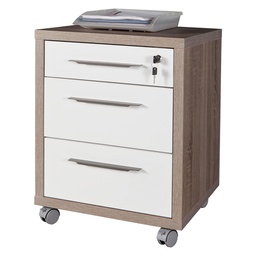 [DFL7950100] Cassettiera Ufficio 3 Cassetti Linea 'Chania' Cm. 49 X 45 X H.63 - Rovere/Bianco
