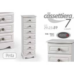 [GIC782664] Cassettiera bianca da camera settimino stretto cm 29 x 23 x 89 h