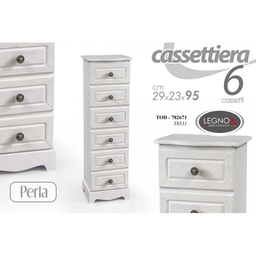 [GIC782671] Cassettiera bianca da camera settimino stretto cm 29 x 23 x 95 h