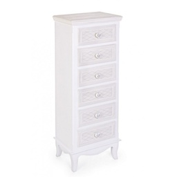 [B0744861] Cassettiera classica in legno bianco 6 cassetti Charlene