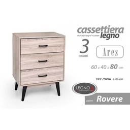 [GIC796586] Cassettiera da camera 3 cassetti Con piedini rialzati cm 60 x 40 x 80 h