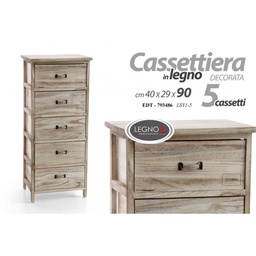 [GIC793486] Cassettiera home cucina soggiorno 5 cassetti cm 40x 29 x 90 h