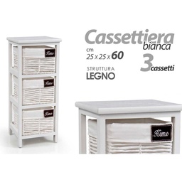 [GIC779213] Cassettiera in legno da bagno bianca cm 25 x 25 x 60 h 3 cassetti