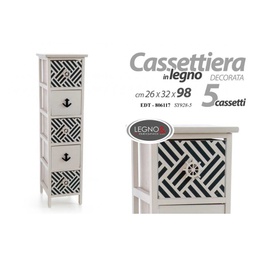 [GIC806117] Cassettiera mare stretta 5 cassetti cm 26 x 32 x 98 h