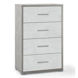 [ODB774CEOSK] Cassettiera per ufficio quattro cassetti Cemento Bianco 51x41x h110 cm