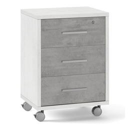 [ODB733OSCE] Cassettiera per ufficio tre cassetti con ruote Bianco Cemento 51x41x h71 cm
