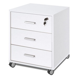 [A733BFBF] Cassettiera per ufficio tre cassetti con ruote Bianco Cenere 50x41x h70 cm