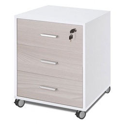 [O733BFOL] Cassettiera per ufficio tre cassetti con ruote Bianco Olmo 50x41x h70 cm