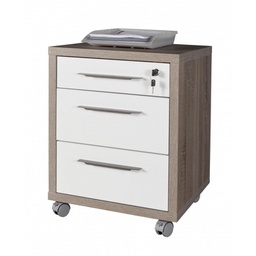 [CAP86362] Cassettiera rovere tartufo bianca da ufficio rotelle