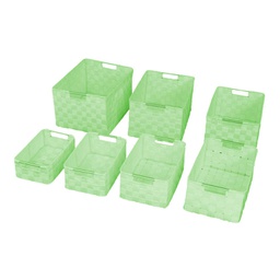 [V2321580000] Cassetto poliestere 1-7 verde chiaro rettangolare cm 38x28h21