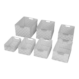[V2321220000] Cassetto poliestere c/manici metallo1-7bianco cm 38x28h21