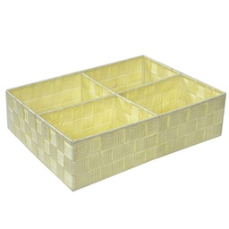 [V23152500BI] Cassetto poliestere crema 4 scomparti cm 37x27h10