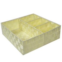 [V23152300BI] Cassetto poliestere crema quadro cm32x32h10