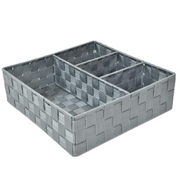 [V2321270000] Cassetto poliestere grigio quadro c/4 scomparti cm 32x32h10