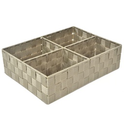 [V23152500CR] Cassetto poliestere tortora 4 scomparticm 37x27h10