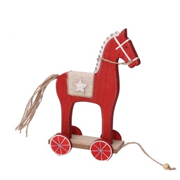 [V6179860000] Cavallo legno rosso cm13x7h23
