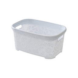 [FER1027004] Cesta Portabiancheria Bianco In Plastica 27 Lt Di Capienza Linea Flower