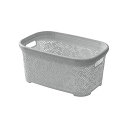 [FER1027005] Cesta Portabiancheria Grigia Con Fantasia Flower, 27Lt