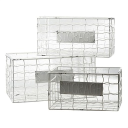 [V6445760000] Cesta metallo 1-3 bianco rettangolare cm 40x28h20