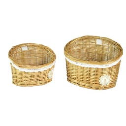 [V1613470000] Cesta pensile vimini 1-2 lorraine c/pizzo e fiore bianco cm25x16h12/19