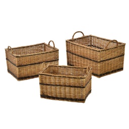 [V2006450000] Cesta portalegna vimini 1-3 bollito c/manici rettangolare cm 61
