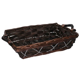 [V9380770000] Cesta vimini noce rettangolare cm48/52x36h13